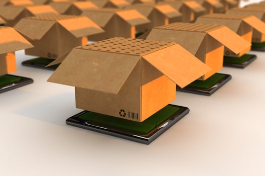 Logistics and transportation cardboard boxes. Track and Trace, 3D Render photo