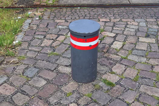 Different bollards and technical installations of vessel traffic at a port photo