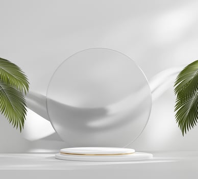 Abstract Minimal Modern Platform Podium with Plant Product Presentation and Showcase Background 3D Rendering photo