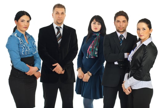 Sad business people in a row photo