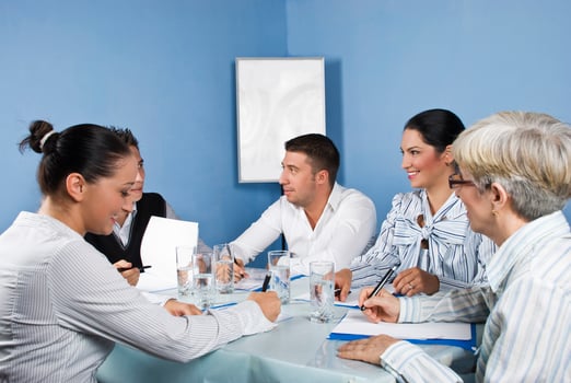 Group of people having fun at business meeting photo