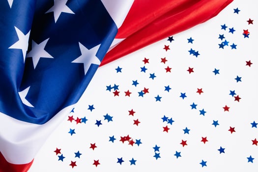 American flag and stars. Background for the national holidays of the USA. Independence Day, Memorial Day and Labor Day. photo
