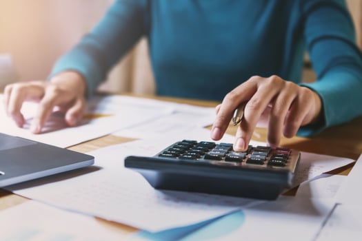 accountant woman working on desk business finance and accounting photo
