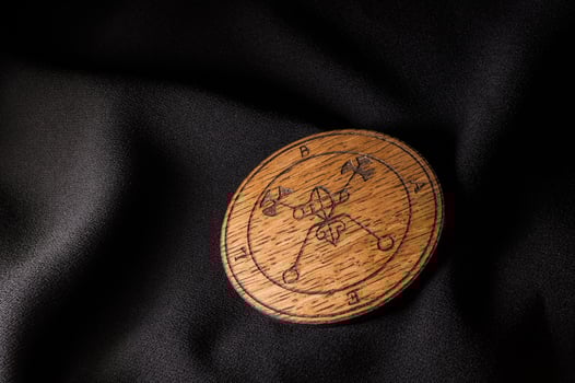 Ouija Board, yellow on a black background photo