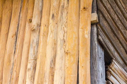 Old wooden wall angles. photo