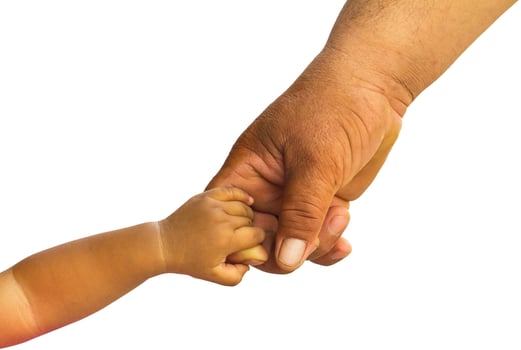 Children holding adult finger. photo