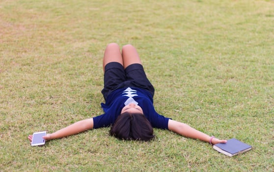 Girl lying relaxed. photo