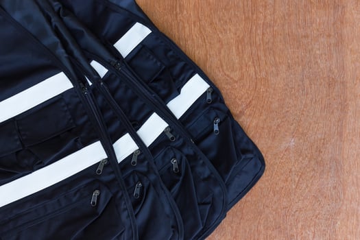 Black vest and white stripes overlay. photo