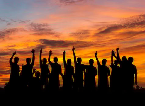 Silhouette people happy. photo