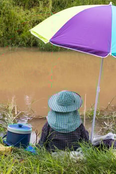 Fishing colorful umbrella. photo