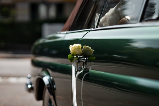 Delicate details of the wedding celebration. Newlyweds hold hands. photo