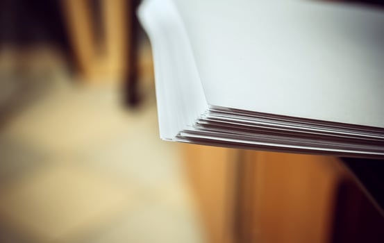 paper stack in the printer photo