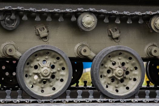 two wheels of tank and caterpillar photo