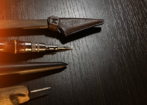 tools for work with skin lie on the table photo