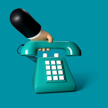 3D illustration of a hand gesture holding a retro phone photo