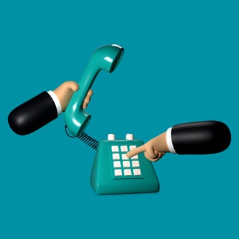 3D illustration of a hand gesture holding a retro phone photo