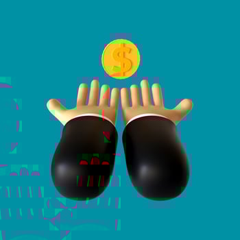 3D illustration of a hand gesture receiving a coin photo