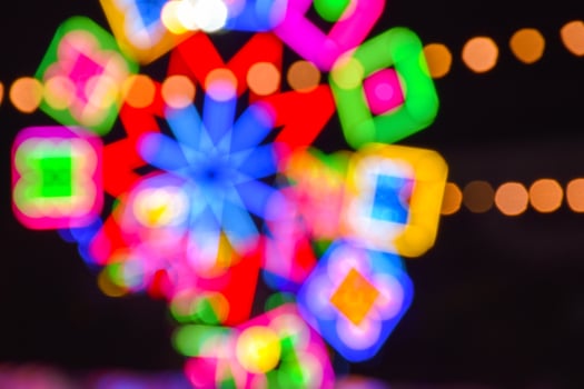 the night lights and colors the rides and the decoration and bokeh light photo