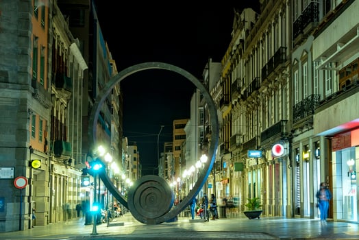 main street of triana of Las Palmas de Gran Canaria at night photo