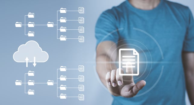 Document Management System, online documentation database and process automation to efficiently manage files, knowledge and documentation in enterprise with ERP. Corporate business technology. photo