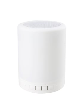 White wireless portable bluetooth speaker, isolated on white background photo