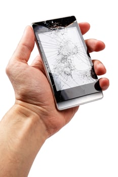 Smartphone with cracked display photo