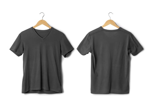 Gray T shirt mockup hanging isolated on white background with clipping path photo