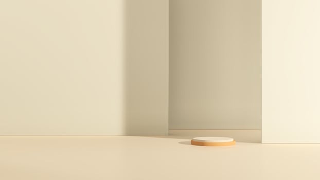 3D rendering image illustration of empty space podium display for product mockup background photo