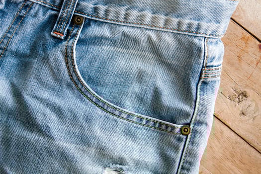 Close up of blue jeans photo