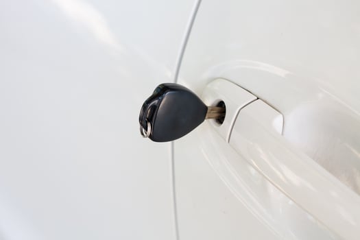 Car keys left in the car door photo