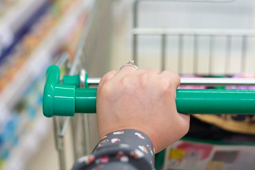 Closeup woman shopping in supermarket photo