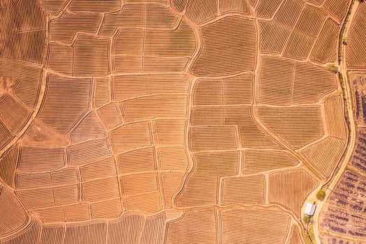 Agricultural soil groove, land spot field preparing for cultivation in farmland at countryside photo