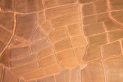 Agricultural soil groove, land spot field preparing for cultivation in farmland at countryside photo