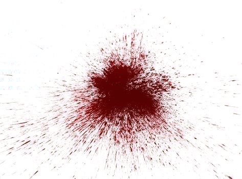 Blood splashed isolated on white background photo