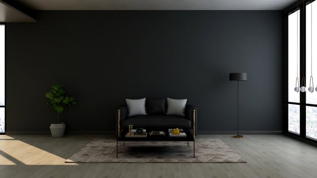 3d render guest lounge wall mockup design with modern minimalist interior design concept photo