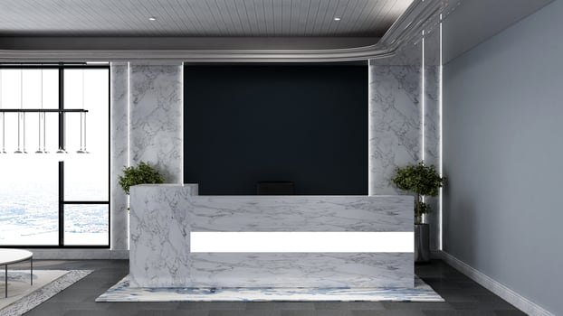 3D Render Reception Room - modern minimalist interior design concept photo