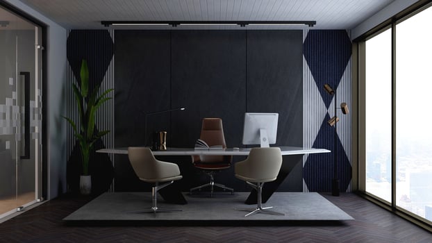 3D Render office design - manager room interior wall mockup photo