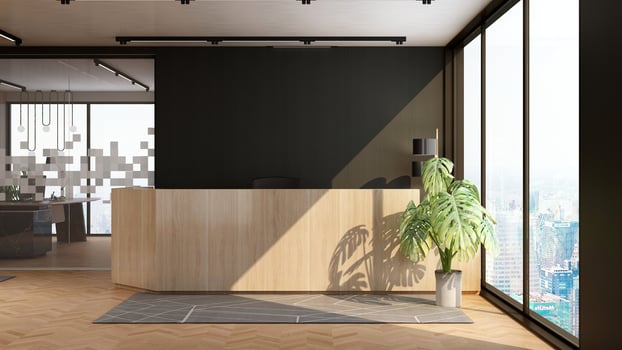3D Render Reception Room - modern minimalist interior design concept photo
