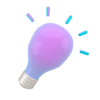 3d cartoon style minimal light bulb icon. Idea, solution, business, strategy concept. Solution and business idea. Thinking, invention symbol. photo