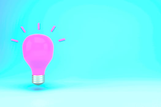 3d cartoon style minimal light bulb icon. Idea, solution, business, strategy concept. Solution and business idea. Thinking, invention symbol. photo