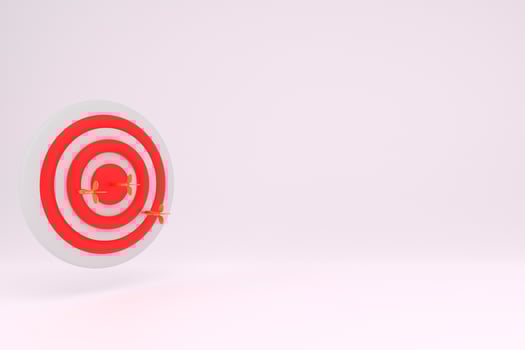 Bullseye or dart board has dart arrow throw hitting the center of a shooting target for business targeting and winning goals business concepts. 3d render. photo