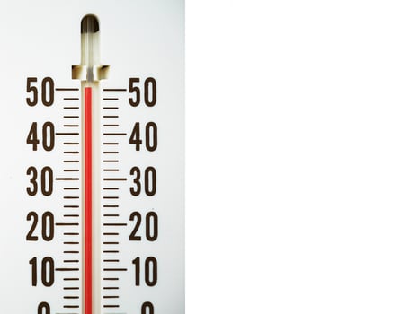Closeup thermometer showing temperature in degrees Celsius photo