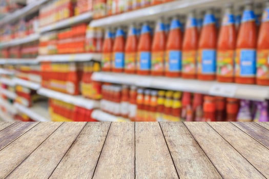 Supermarket Aisle with product on Shelves photo