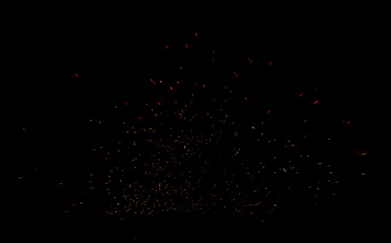 fire flames with sparks on black background photo