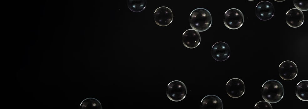Soap bubble drop or Shampoo bubbles floating like flying in the air photo