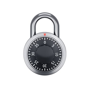 Steel silver padlock isolated. 3d illustration. photo