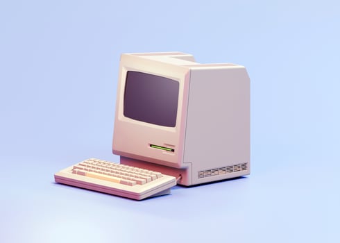Vintage personal desktop computer. 3D illustration. photo