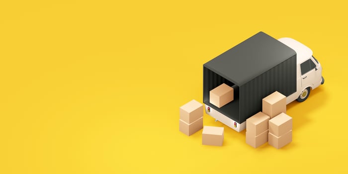Cargo truck with boxes. 3d illustration photo