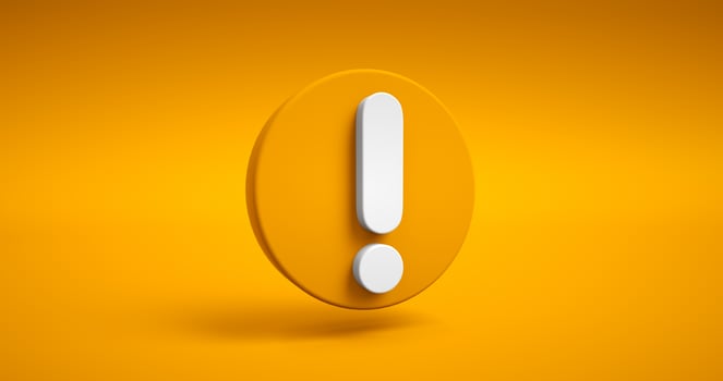 3D exclamation danger sign. Attention sign icon. Hazard warning attention sign. On yellow. photo