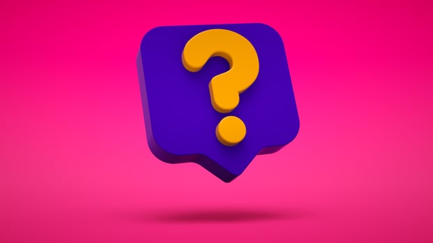 Realistic 3D question mark on speech bubble. Have a question, FAQ and QA. question sign photo